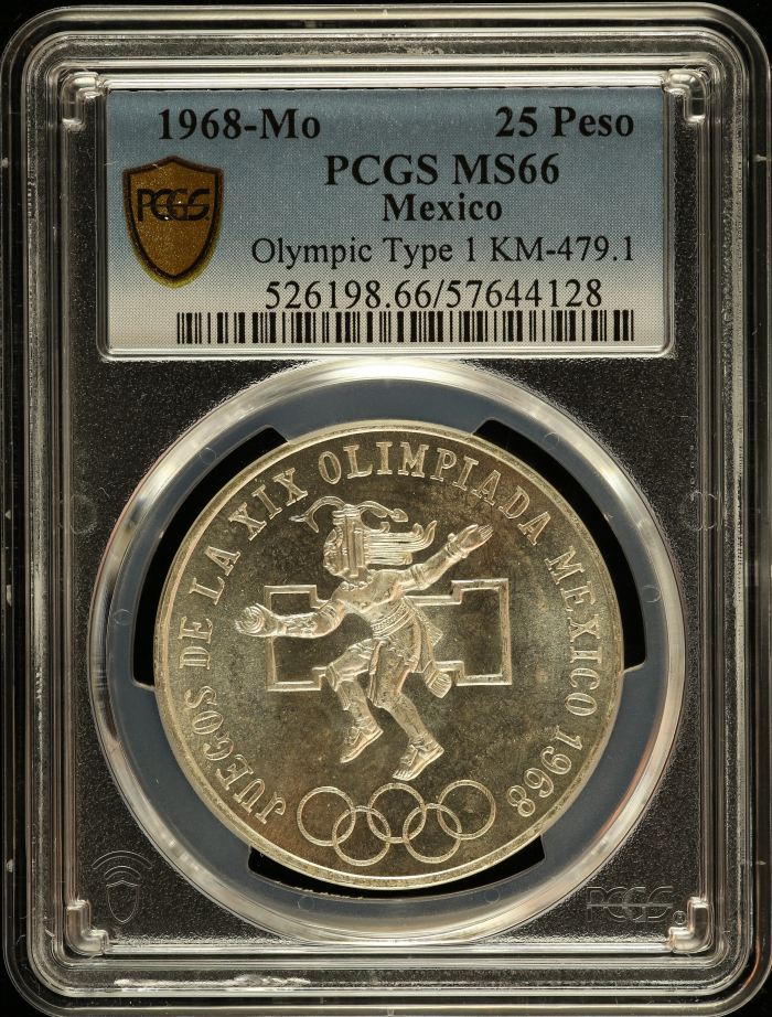 Modern Silver & Minors 25 Peso 1968 Mo KM-479.1 PCGS MS66 0150581Modern Silver & Minors 25 Peso 1968 Mo KM-479.1 PCGS MS66 0150581