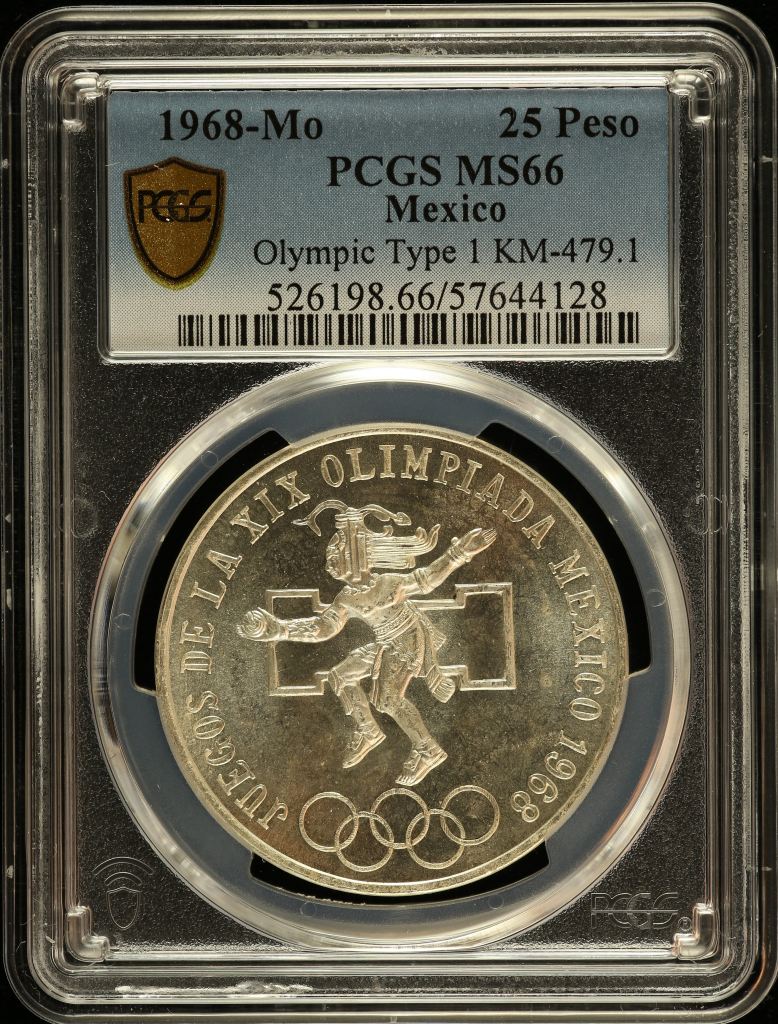 Modern Silver & Minors 25 Peso 1968 Mo KM-479.1 PCGS MS66 0150581