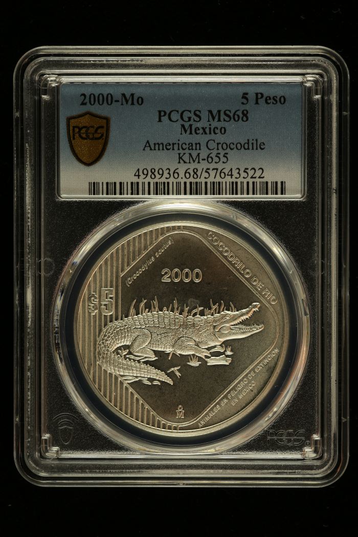 Modern Silver & Minors 5 Peso 2000 Mo KM-655 PCGS MS68 0150466Modern Silver & Minors 5 Peso 2000 Mo KM-655 PCGS MS68 0150466