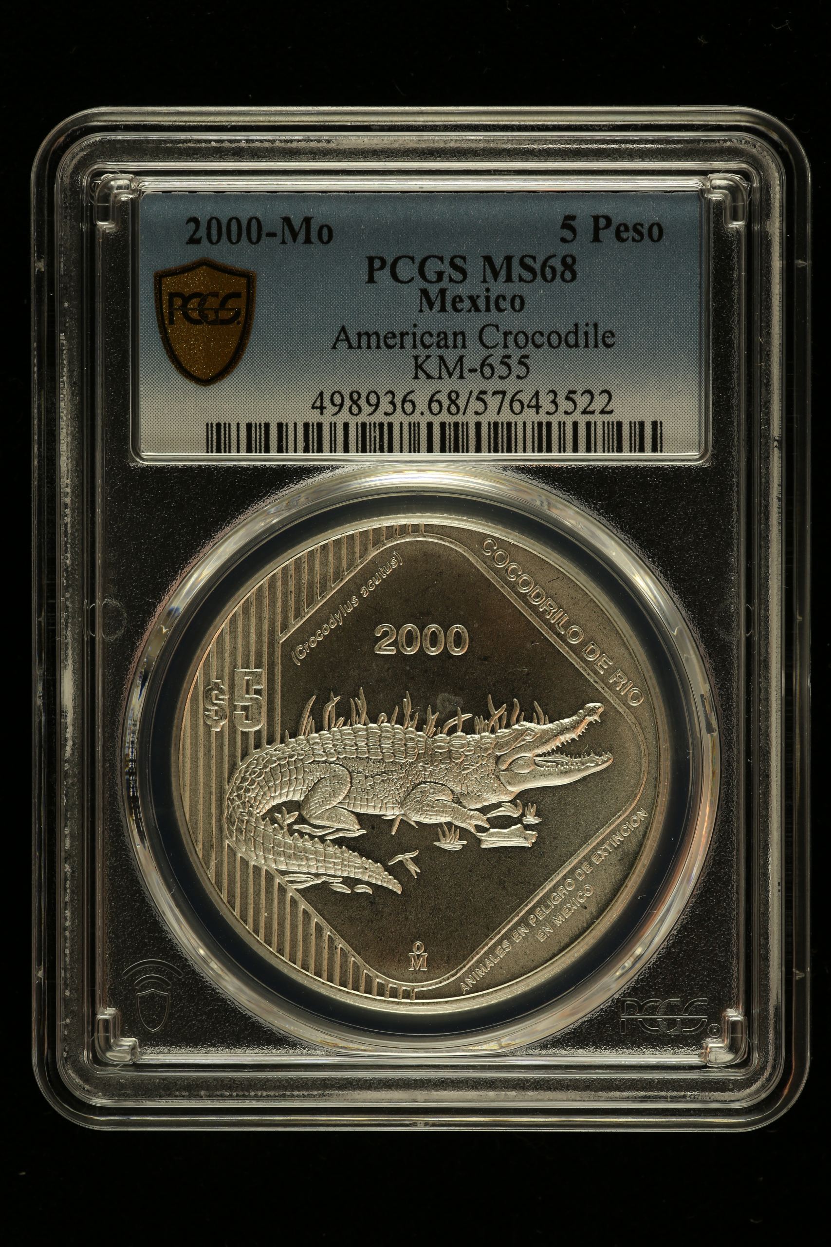 Modern Silver & Minors 5 Peso 2000 Mo KM-655 PCGS MS68 0150466