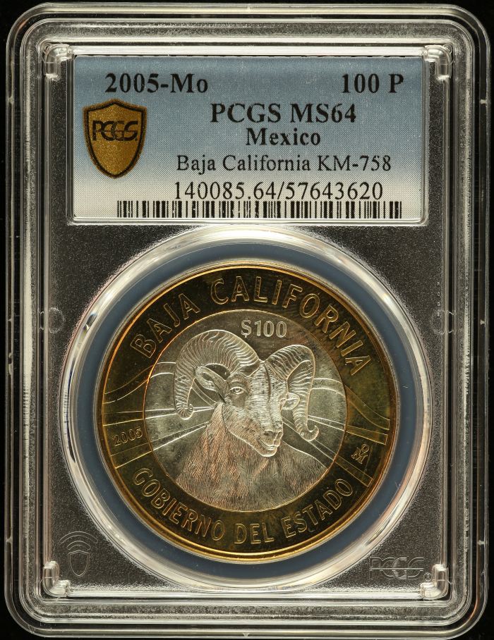 Modern Silver & Minors 100 Peso 2005 Mo KM-758 PCGS MS64 0150567Modern Silver & Minors 100 Peso 2005 Mo KM-758 PCGS MS64 0150567