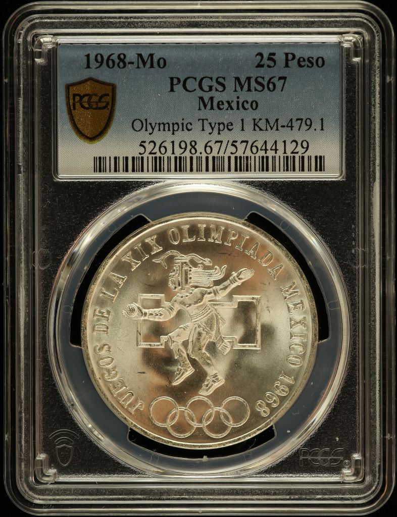Modern Silver & Minors 25 Peso 1968 Mo KM-479.1 PCGS MS67 0150582