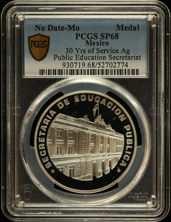 Medals & Tokens Public Education Secretariat Service Silver Medal Mo PCGS SP68 0150778Medals & Tokens Public Education Secretariat Service Silver Medal Mo PCGS SP68 0150778