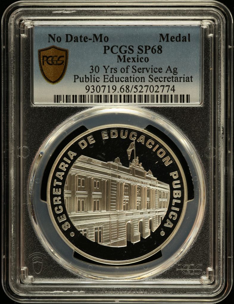 Medals & Tokens Public Education Secretariat Service Silver Medal Mo PCGS SP68 0150778