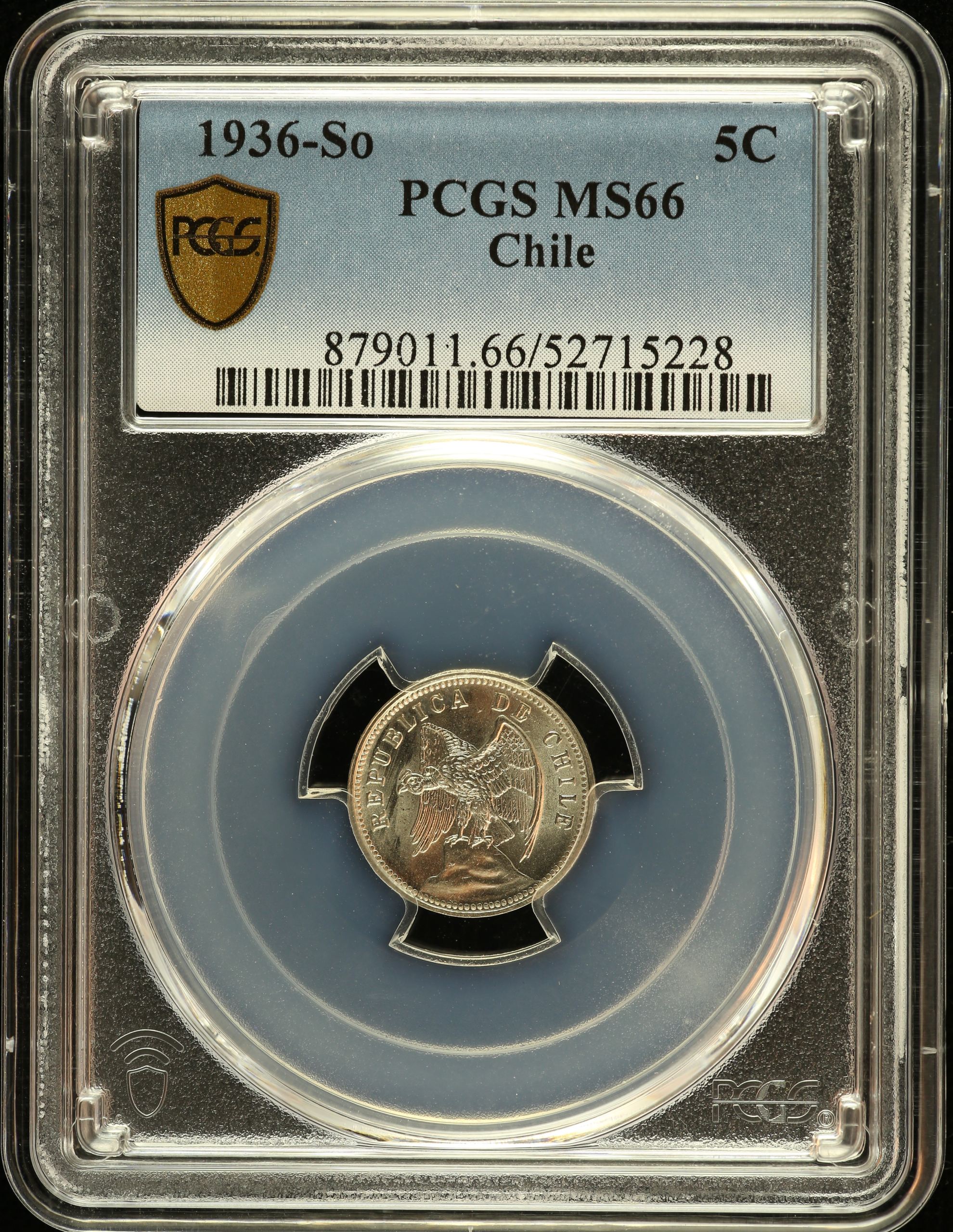 Chile 5 Centavo 1936 So PCGS MS66 0151094