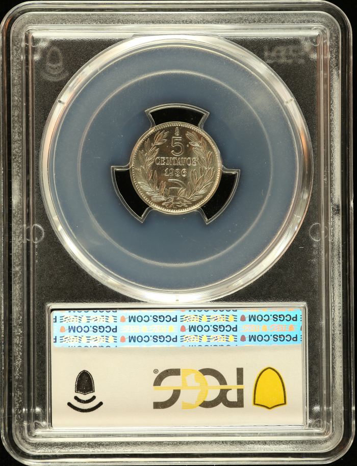 Chile 5 Centavo 1936 So PCGS MS66 0151094Chile 5 Centavo 1936 So PCGS MS66 0151094 - Image 2