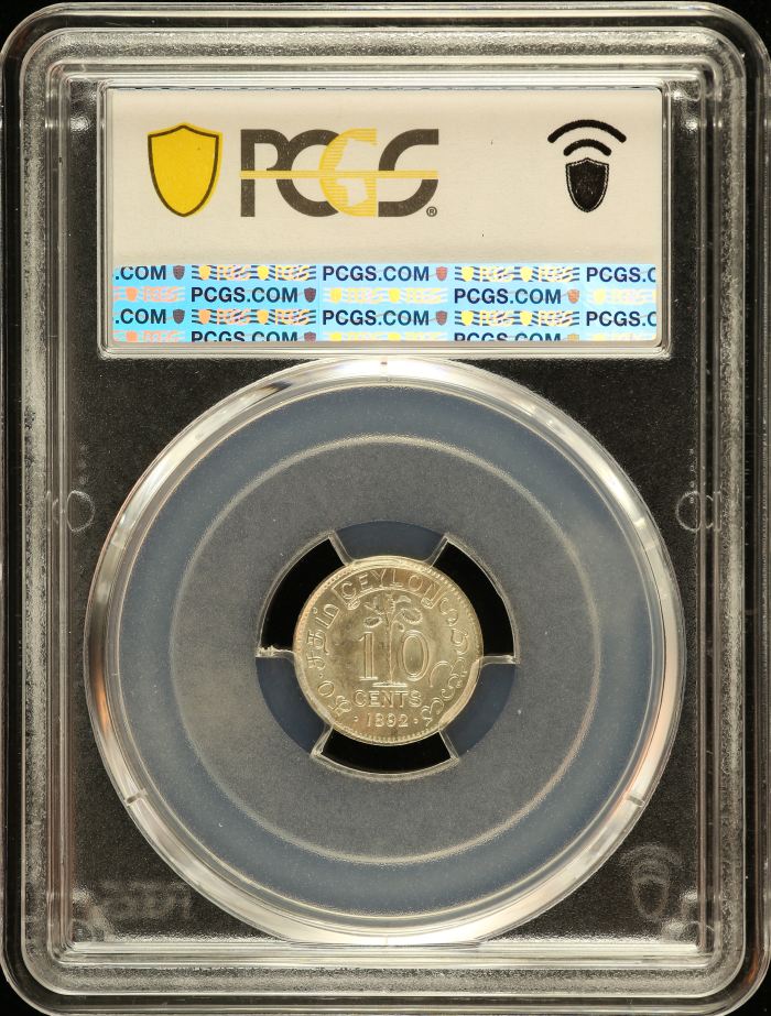 Ceylon 10 Cents 1892 PCGS MS63 0151121Ceylon 10 Cents 1892 PCGS MS63 0151121 - Image 2