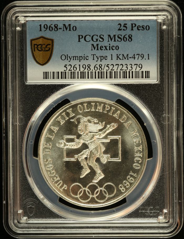 Modern Silver & Minors 25 Peso 1968 Mo KM-479.1 PCGS MS68 0151010Modern Silver & Minors 25 Peso 1968 Mo KM-479.1 PCGS MS68 0151010
