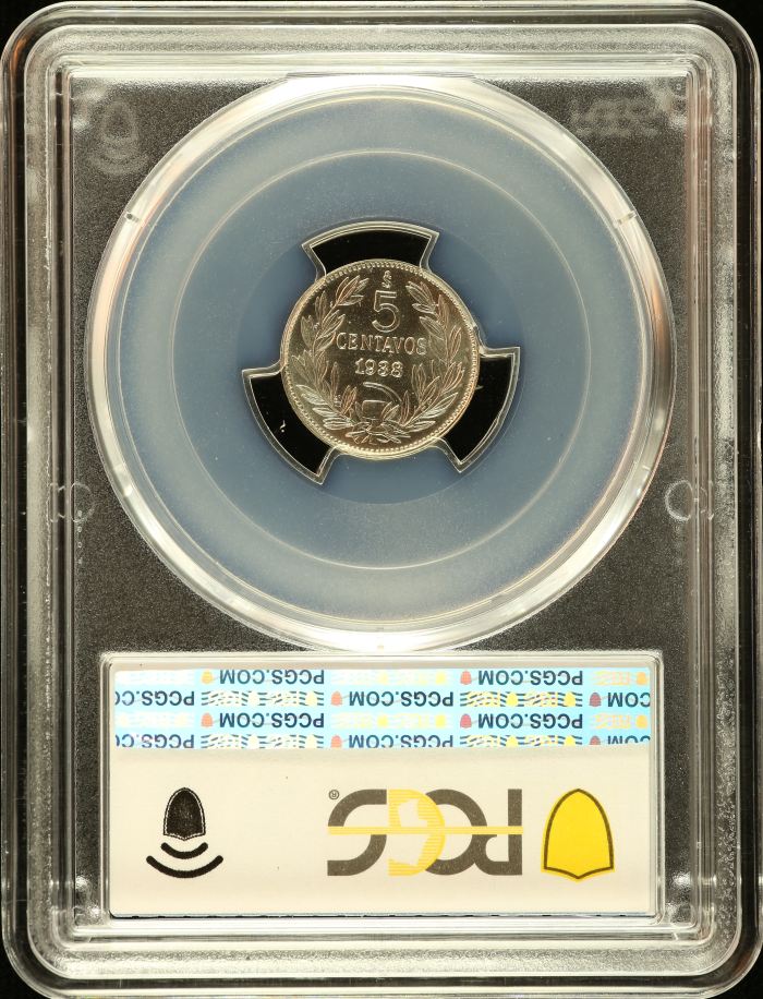 Chile 5 Centavo 1938 So PCGS MS67 0151095Chile 5 Centavo 1938 So PCGS MS67 0151095 - Image 2
