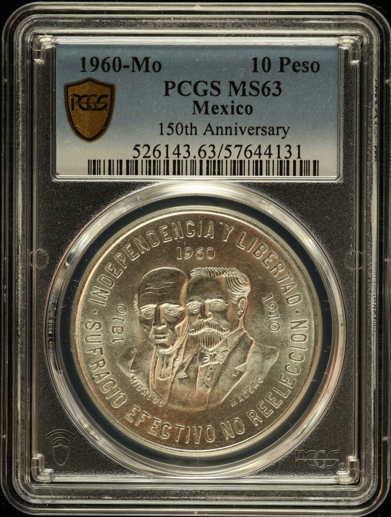 Modern Silver & Minors 10 Peso 1960 Mo PCGS MS63 0150585