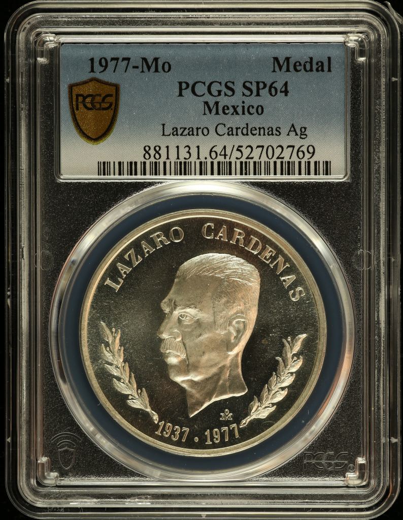 Medals & Tokens Lazaro Cardenas Silver Medal 1977 Mo PCGS SP64 0150781