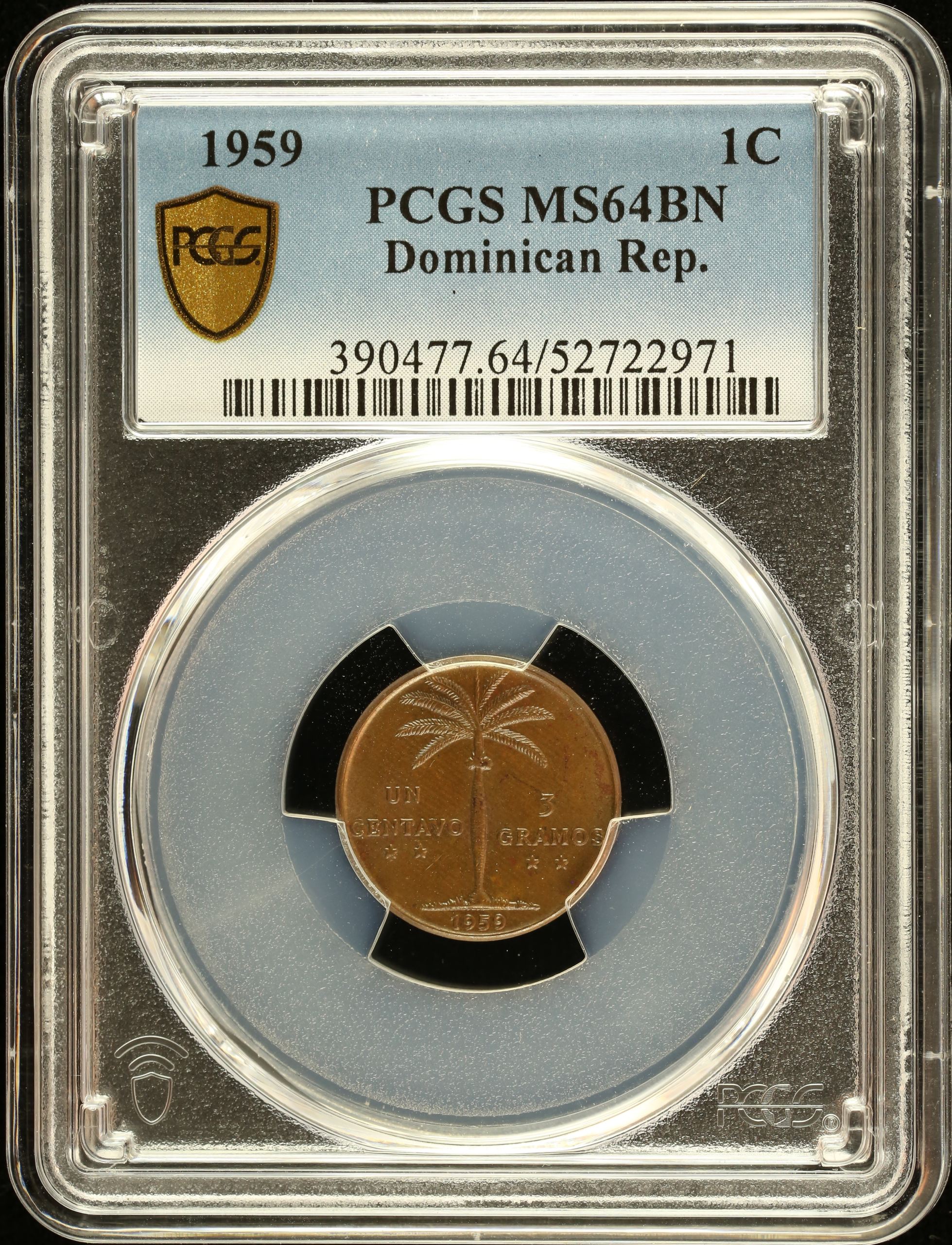 Dominican Republic Centavo 1959 PCGS MS64BN 0151031