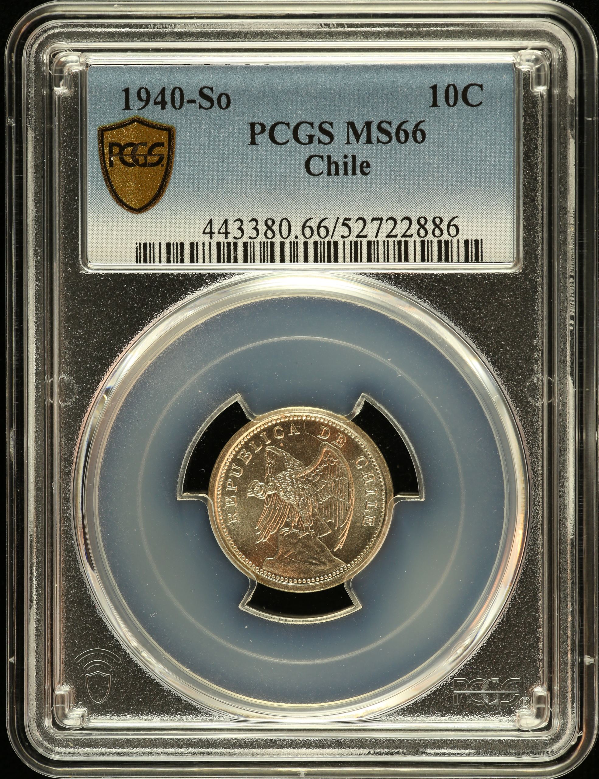 Chile 10 Centavo 1940 So PCGS MS66 0151099