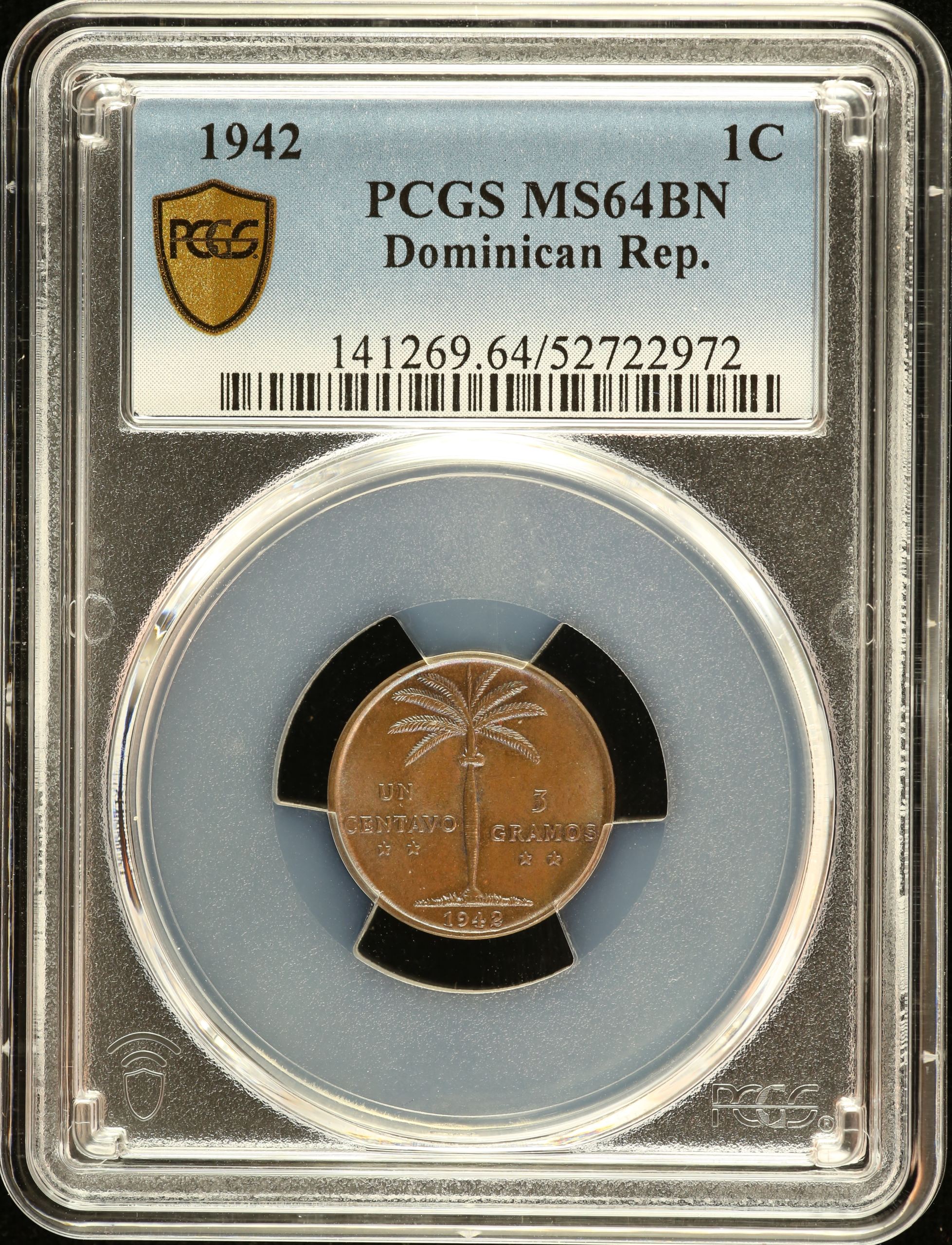 Dominican Republic Centavo 1942 PCGS MS64BN 0151126