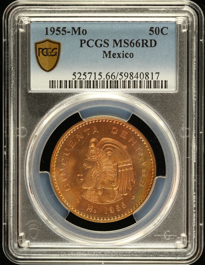 Modern Silver & Minors 50 Centavo 1955 Mo PCGS MS66RD 0151541Modern Silver & Minors 50 Centavo 1955 Mo PCGS MS66RD 0151541