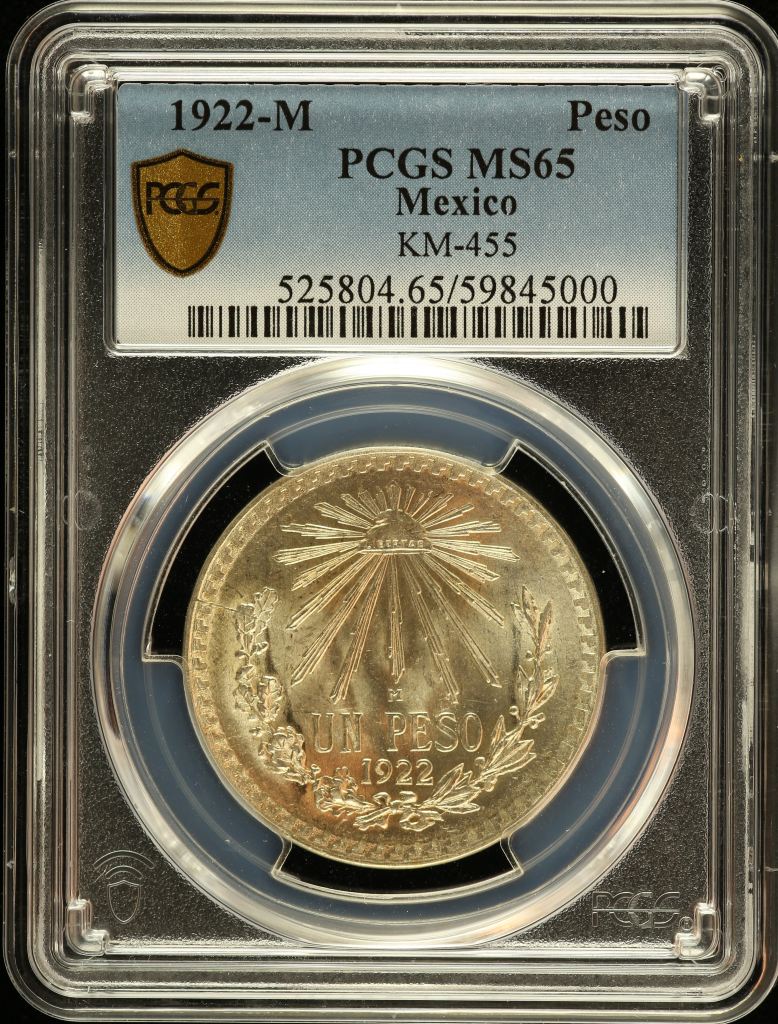 Modern Silver & Minors Peso 1922 M KM-455 PCGS MS65 0150757