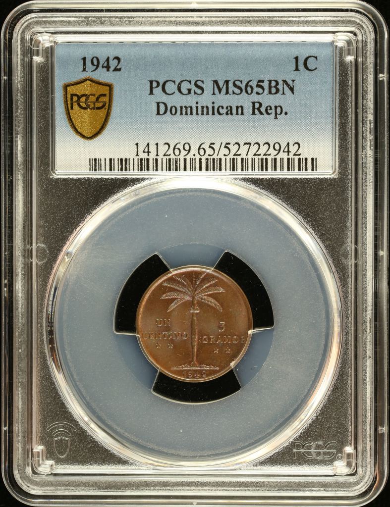 Dominican Republic Centavo 1942 PCGS MS65BN 0151033
