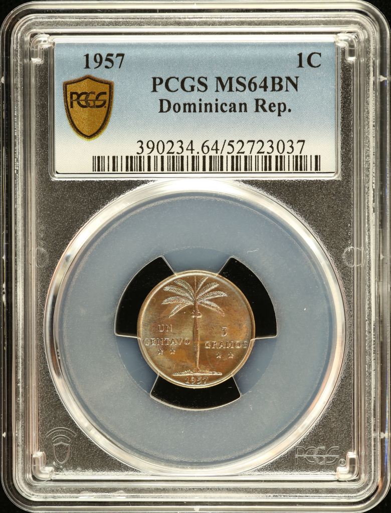 Dominican Republic Centavo 1957 PCGS MS64BN 0151127