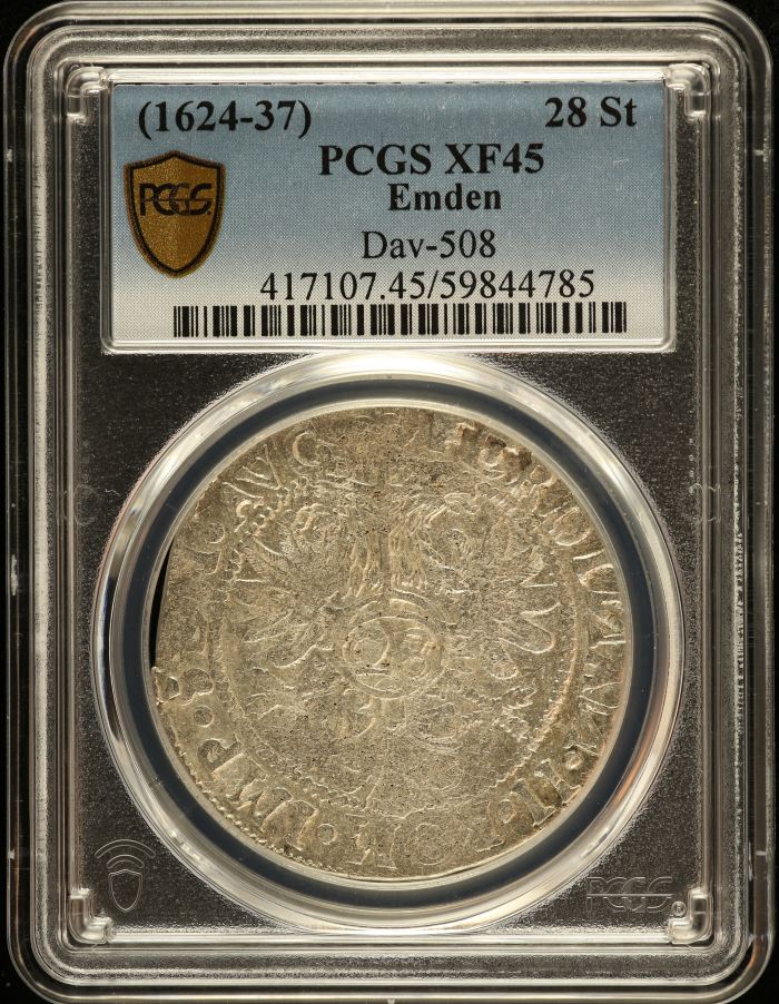 Germany 28 Stuivers (1624-37) Emden DAV-508 PCGS XF45 0151555Germany 28 Stuivers (1624-37) Emden DAV-508 PCGS XF45 0151555