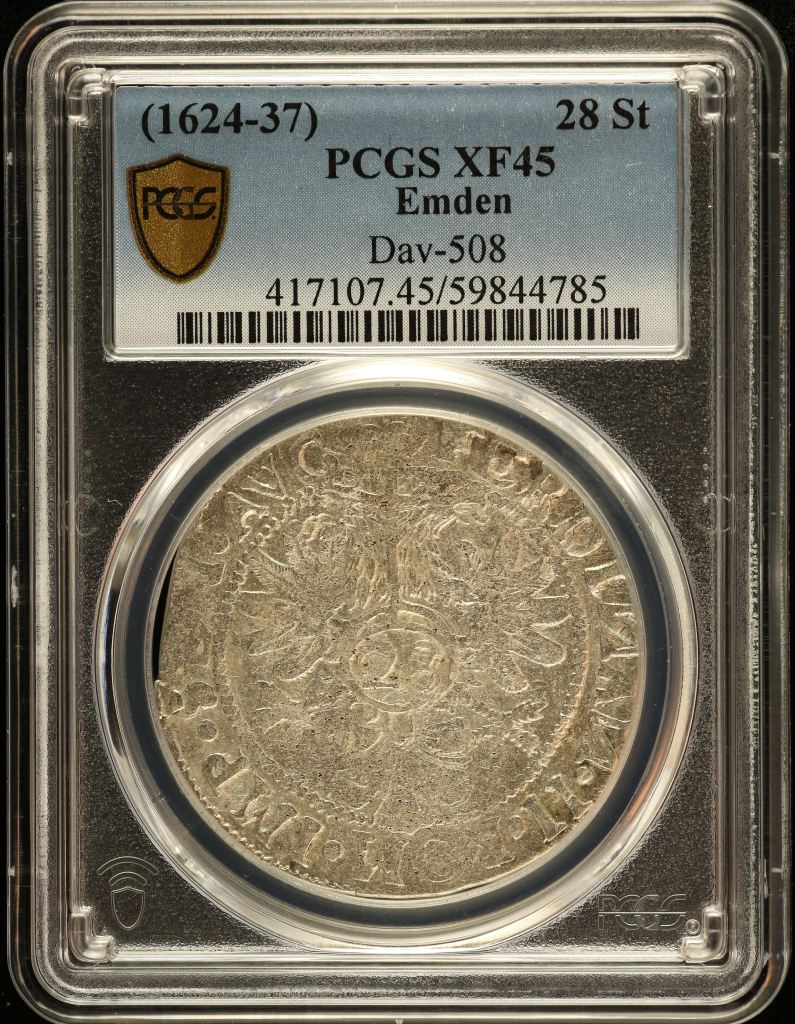 Germany 28 Stuivers (1624-37) Emden DAV-508 PCGS XF45 0151555