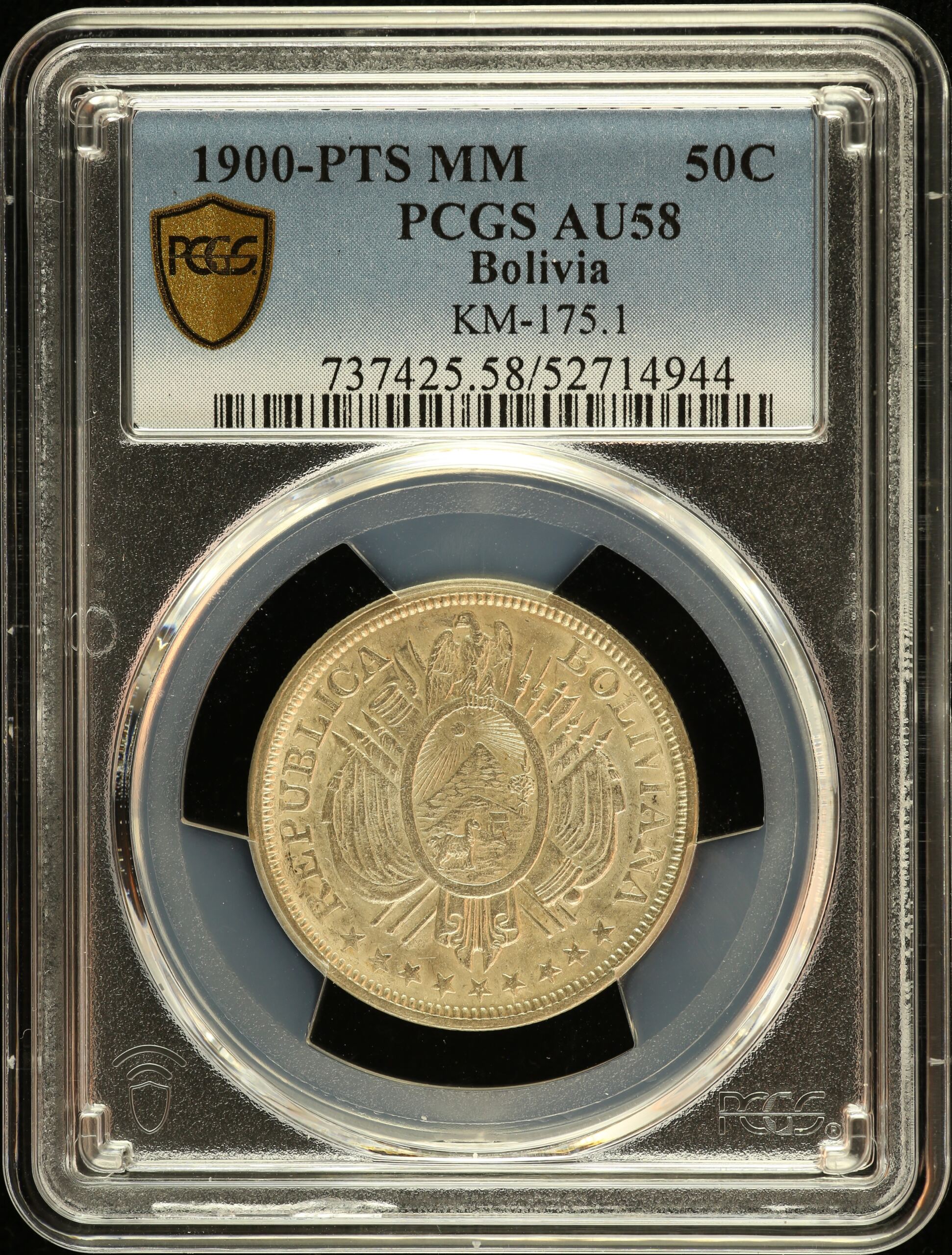 Bolivia Latin American Coins Bolivia 50 Centavo 1900 Pts MM KM-175.1 PCGS AU58 0151194 Bolivia 50 Centavo 1900 Pts MM KM-175.1 PCGS AU58 0151194Bolivia 50 Centavo 1900 Pts MM KM-175.1 PCGS AU58 0151194