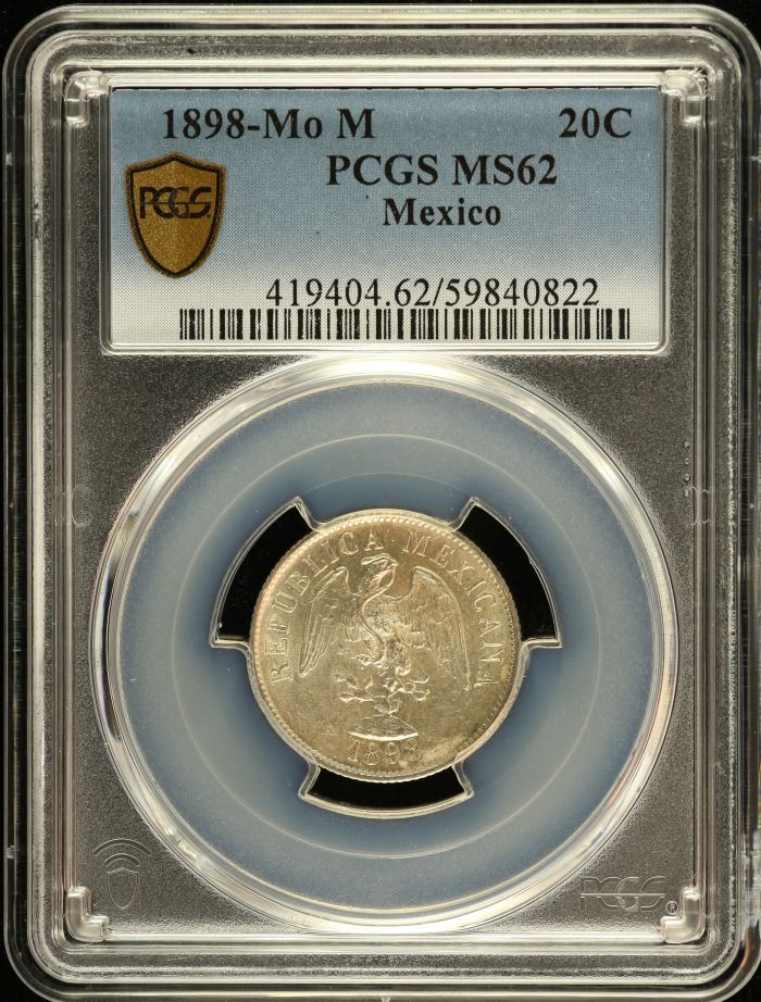 Republic Silver & Minors 20 Centavo 1898 Mo M PCGS MS62 0151545Republic Silver & Minors 20 Centavo 1898 Mo M PCGS MS62 0151545