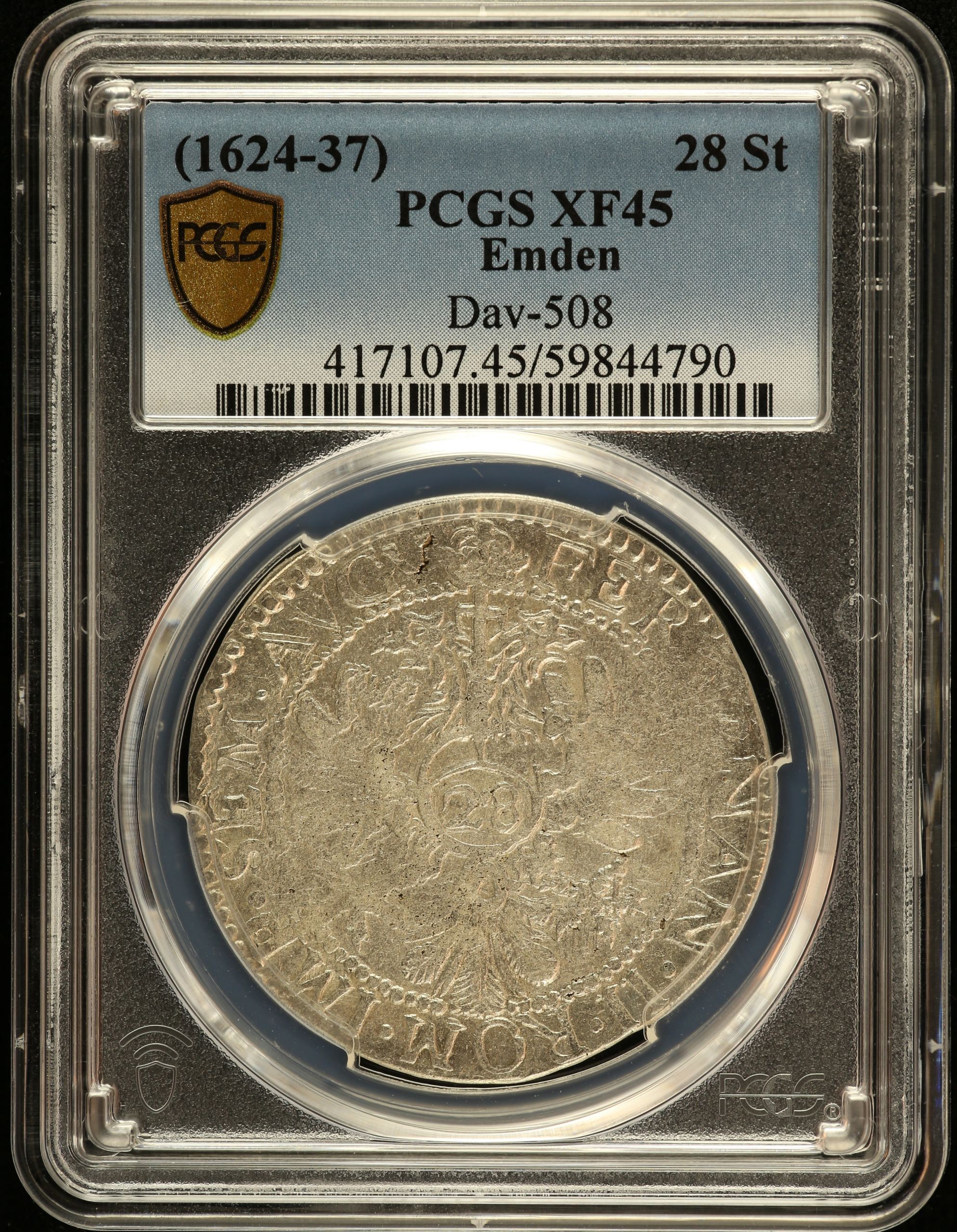 Germany 28 Stuivers (1624-37) Emden DAV-508 PCGS XF45 0151556