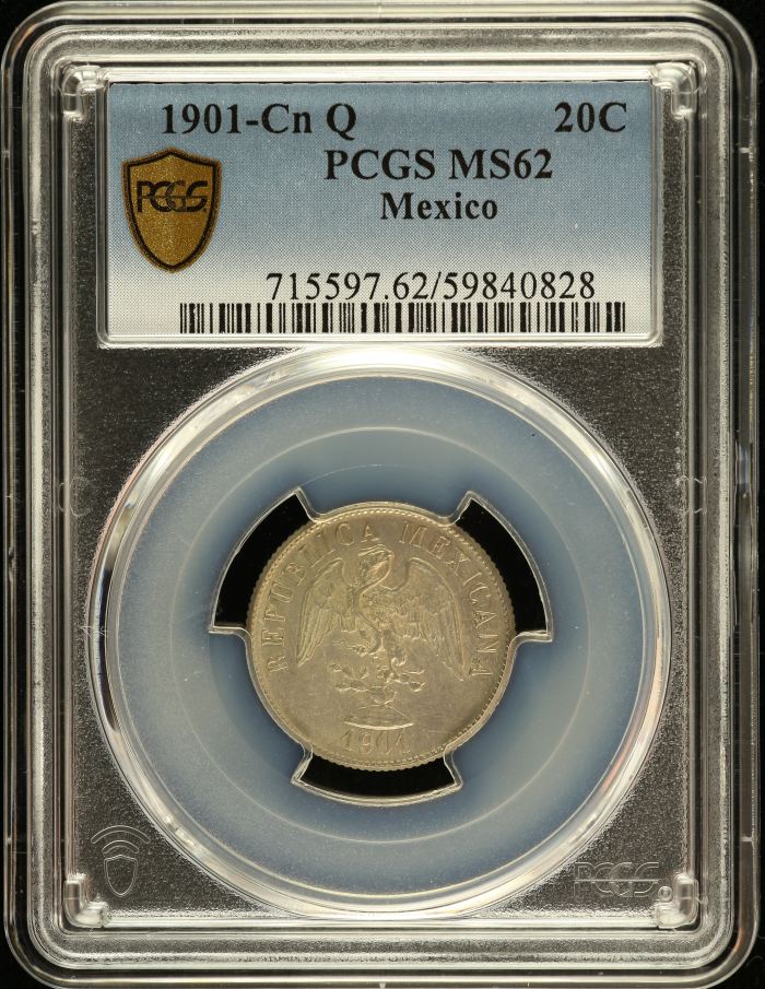 Republic Silver & Minors 20 Centavo 1901 Cn Q PCGS MS62 0151546Republic Silver & Minors 20 Centavo 1901 Cn Q PCGS MS62 0151546