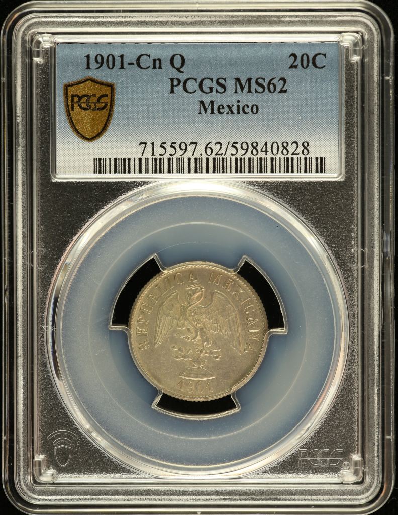 Republic Silver & Minors 20 Centavo 1901 Cn Q PCGS MS62 0151546