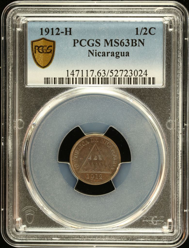 Nicaragua 1/2 Centavo 1912 H PCGS MS63BN 0151036