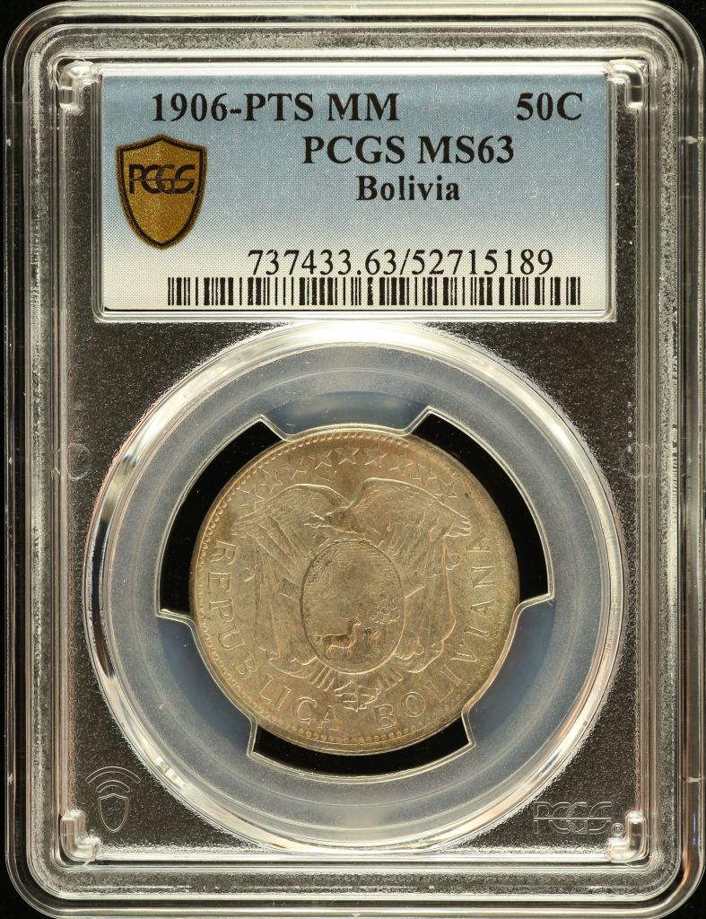 Bolivia 50 Centavo 1906 Pts MM PCGS MS63 0151196