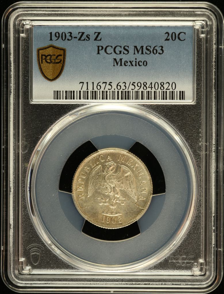 Republic Silver & Minors 20 Centavo 1903 Zs Z PCGS MS63 0151547