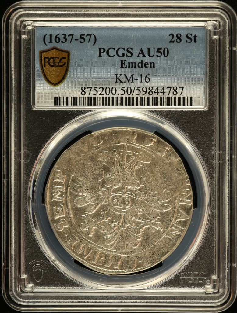 Germany 28 Stuivers (1637-57) Emden PCGS AU50 KM-16 0151558