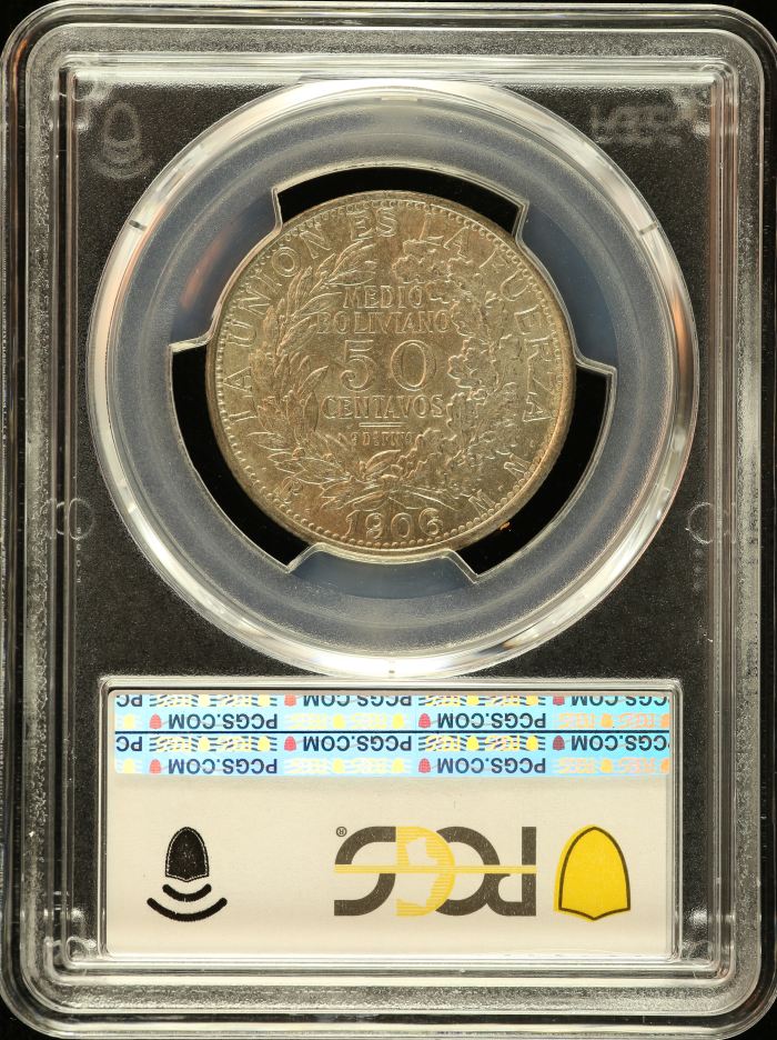 Bolivia 50 Centavo 1906 Pts MM PCGS MS63 0151196Bolivia 50 Centavo 1906 Pts MM PCGS MS63 0151196 - Image 2