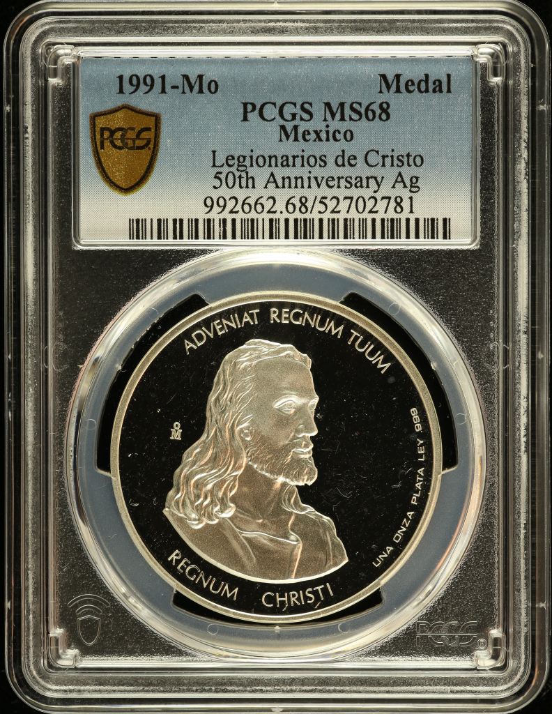 Medals & Tokens Legionarios de Cristo - 50th Anniversary Silver Medal 1991 Mo PCGS MS68 0150788