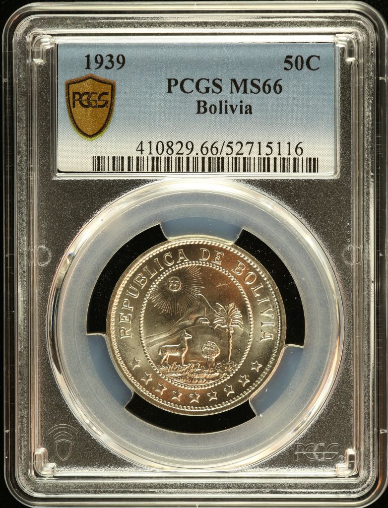 Bolivia 50 Centavo 1939 PCGS MS66 0151197
