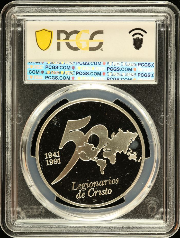 Medals & Tokens Legionarios de Cristo - 50th Anniversary Silver Medal 1991 Mo PCGS MS68 0150788Medals & Tokens Legionarios de Cristo - 50th Anniversary Silver Medal 1991 Mo PCGS MS68 0150788 - Image 2