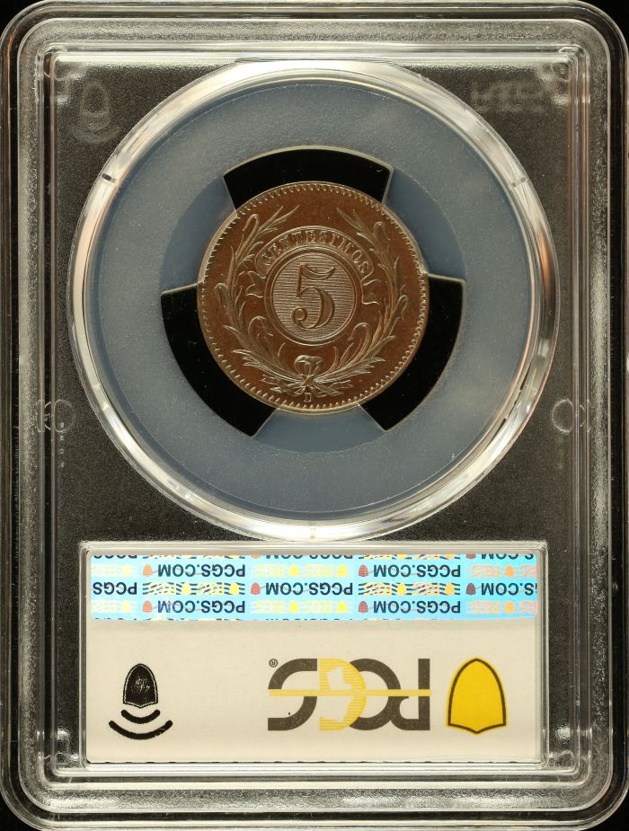 Uruguay 5 Centavo 1857 D PCGS MS64BN 0151038Uruguay 5 Centavo 1857 D PCGS MS64BN 0151038 - Image 2