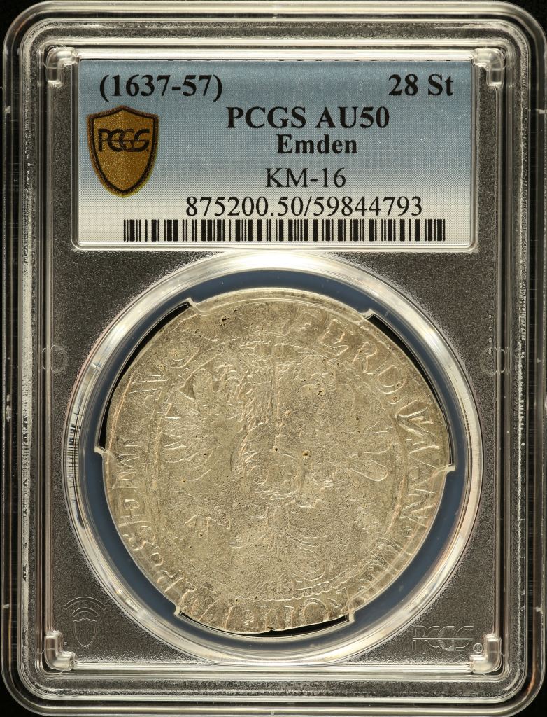 Germany 28 Stuivers (1637-57) Emden KM-16 PCGS AU50 0151560