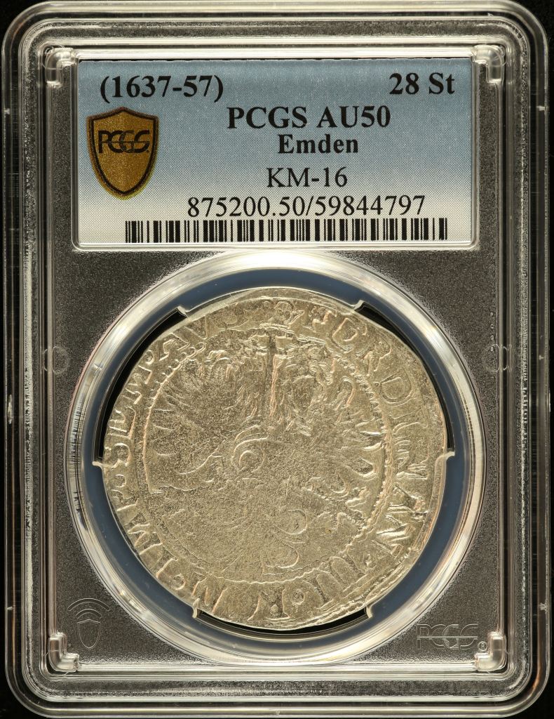Germany 28 Stuivers (1637-57) Emden KM-16 PCGS AU50 0151561