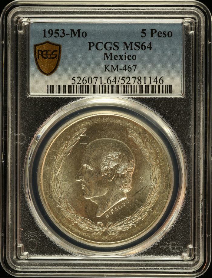Modern Silver & Minors 5 Peso 1953 Mo KM-467 PCGS MS64 0150234Modern Silver & Minors 5 Peso 1953 Mo KM-467 PCGS MS64 0150234