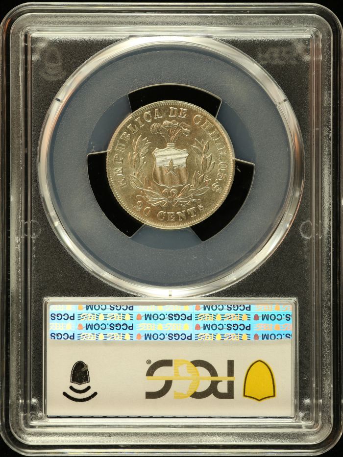 Chile 20 Centavo 1880 So PCGS MS64 0151106Chile 20 Centavo 1880 So PCGS MS64 0151106 - Image 2