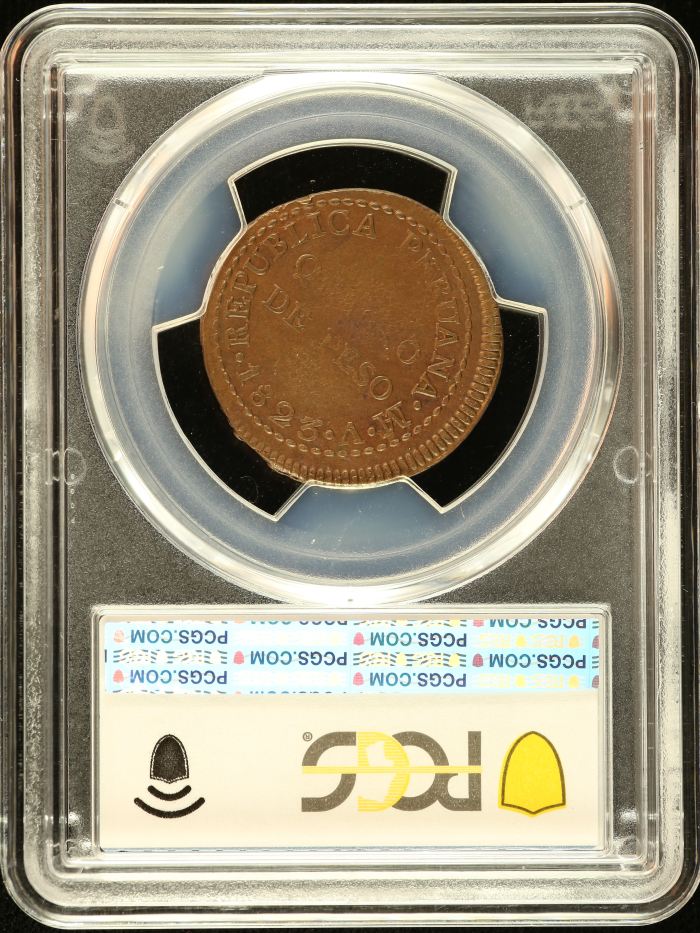Peru 1/4 Peso 1823 L V KM-138 PCGS AU53 0151199Peru 1/4 Peso 1823 L V KM-138 PCGS AU53 0151199 - Image 2