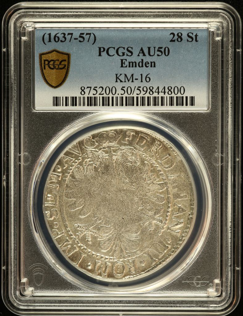 Germany 28 Stuivers (1637-57) Emden KM-16 PCGS AU50 0151562