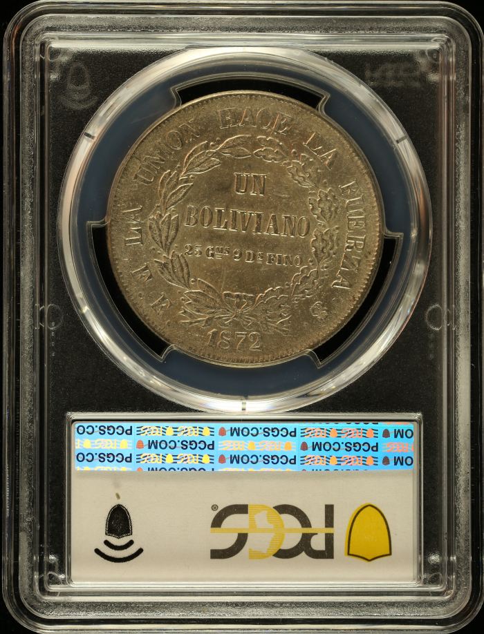 Bolivia Boliviano 1872 Pts FE KM-155.4 PCGS MS61 0151041Bolivia Boliviano 1872 Pts FE KM-155.4 PCGS MS61 0151041 - Image 2