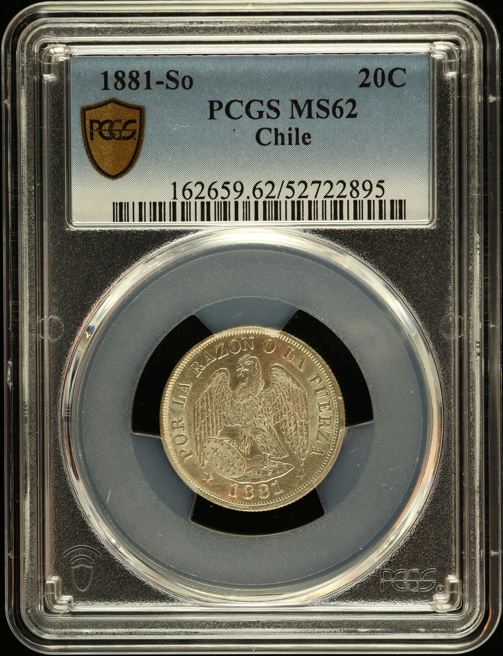 Chile Latin American Coins Chile 20 Centavo 1881 So PCGS MS62 0151108 Chile 20 Centavo 1881 So PCGS MS62 0151108Chile 20 Centavo 1881 So PCGS MS62 0151108