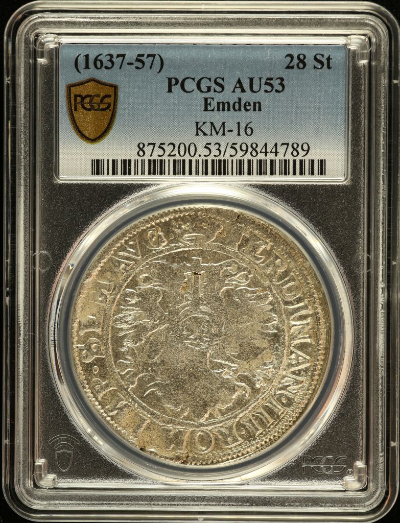 Germany 28 Stuivers (1637-57) Emden KM-16 PCGS AU53 0151563
