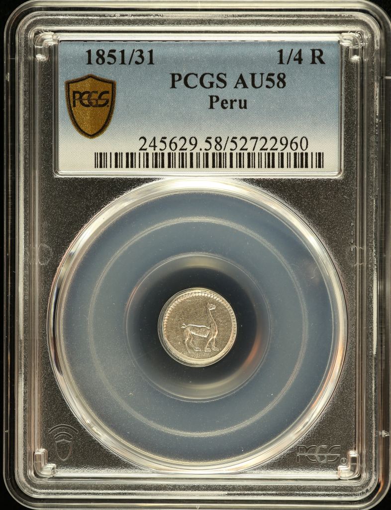 Peru 1/4 Real 1851/31 PCGS AU58 0151202