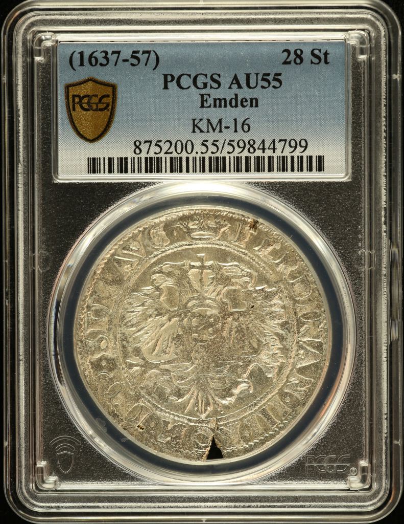 Germany 28 Stuivers (1637-57) Emden KM-16 PCGS AU55 0151564