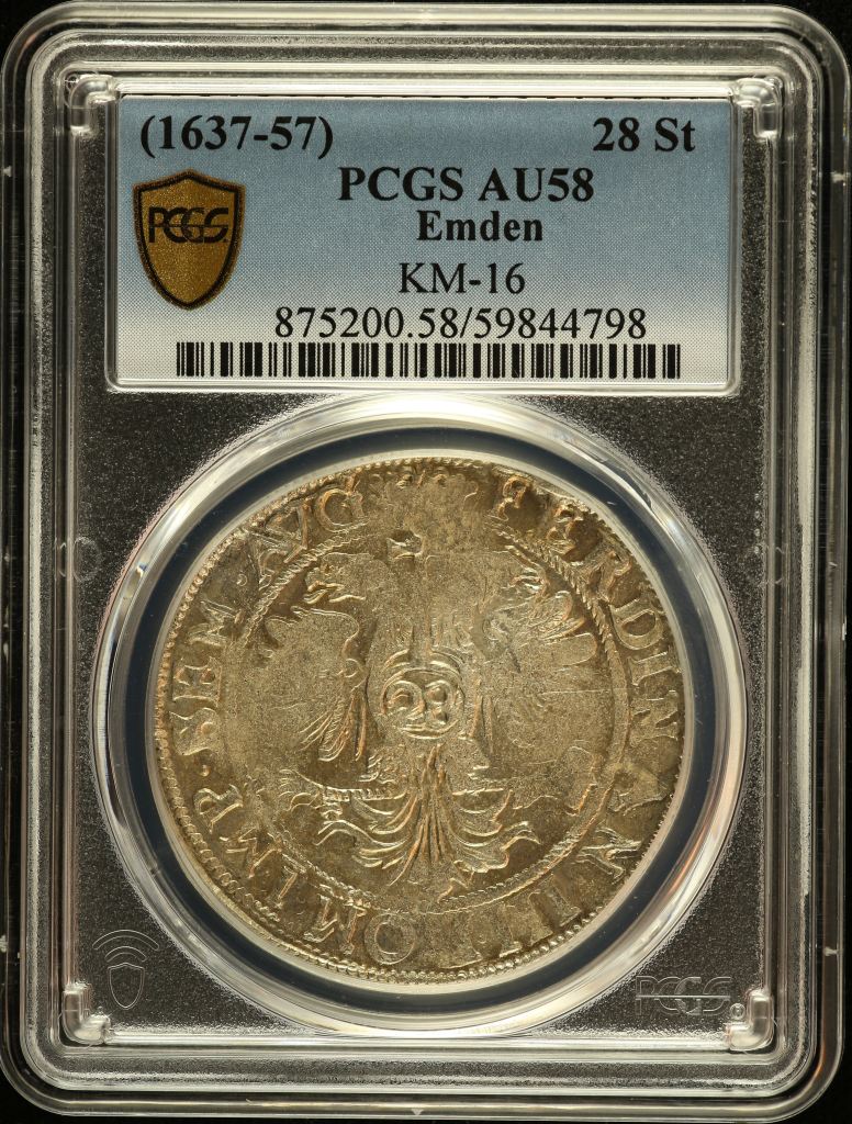 Germany 28 Stuivers (1637-57) Emden KM-16 PCGS AU58 0151565